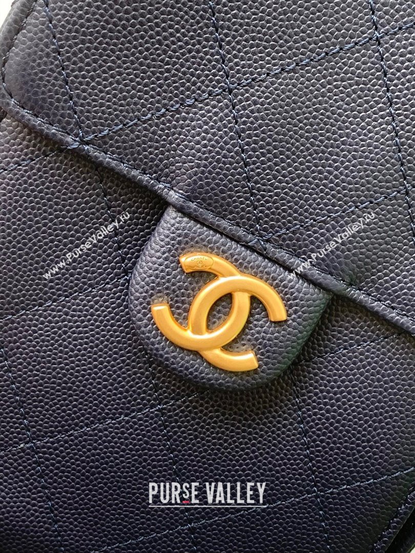 Chanel 25 Small Handbag in Grained Calfskin AS5293 Dark Blue 2025 0811 (yezi-2508110069)