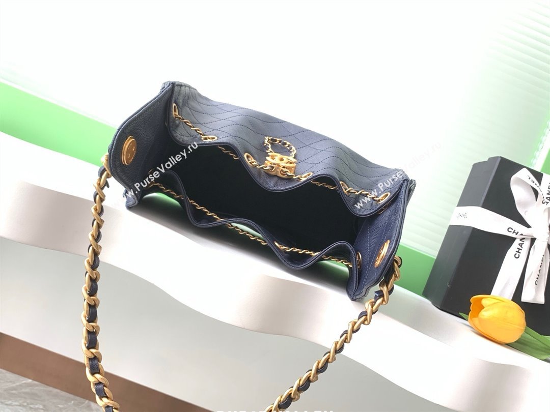 Chanel 25 Small Handbag in Grained Calfskin AS5293 Dark Blue 2025 0811 (yezi-2508110069)