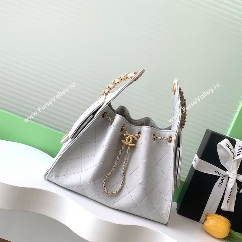 Chanel 25 Small Handbag in Grained Calfskin AS5293 Light Grey 2025 0811 (yezi-2508110070)