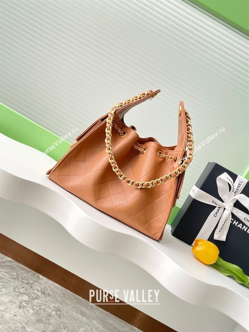Chanel 25 Small Handbag in Grained Calfskin AS5293 Light Brown 2025 0811 (yezi-2508110067)
