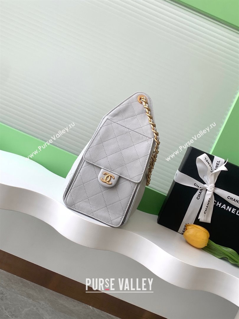 Chanel 25 Small Handbag in Grained Calfskin AS5293 Light Grey 2025 0811 (yezi-2508110070)