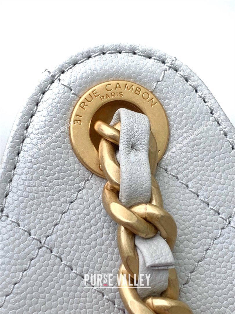 Chanel 25 Small Handbag in Grained Calfskin AS5293 Light Grey 2025 0811 (yezi-2508110070)