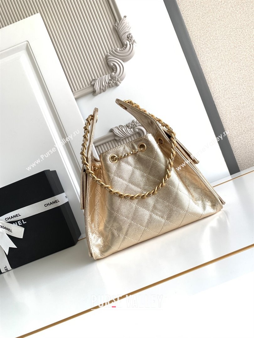 Chanel 25 Small Handbag in Grained Calfskin AS5293 Light Gold 2025 0811 (yezi-2508110071)