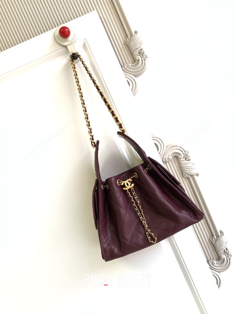 Chanel 25 Small Handbag in Grained Calfskin AS5293 Dark Burgundy 2025 0811 (yezi-2508110072)