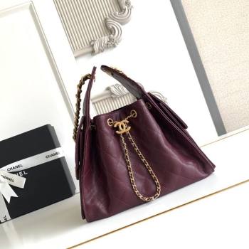 Chanel 25 Small Handbag in Grained Calfskin AS5293 Dark Burgundy 2025 0811 (yezi-2508110072)