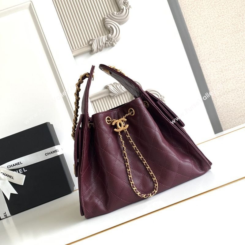 Chanel 25 Small Handbag in Grained Calfskin AS5293 Dark Burgundy 2025 0811 (yezi-2508110072)