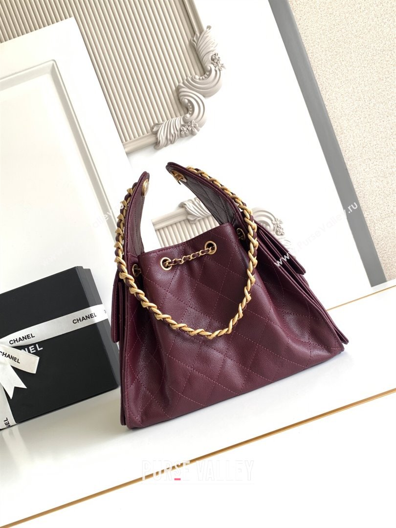Chanel 25 Small Handbag in Grained Calfskin AS5293 Dark Burgundy 2025 0811 (yezi-2508110072)