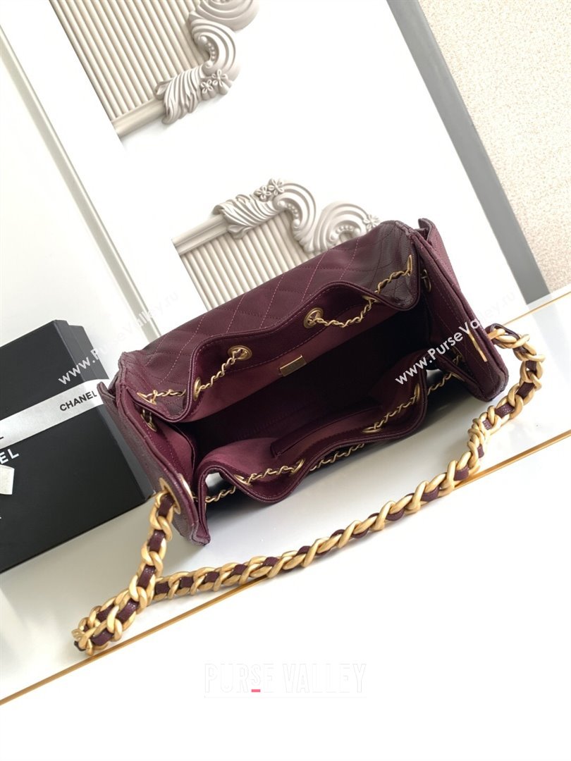 Chanel 25 Small Handbag in Grained Calfskin AS5293 Dark Burgundy 2025 0811 (yezi-2508110072)