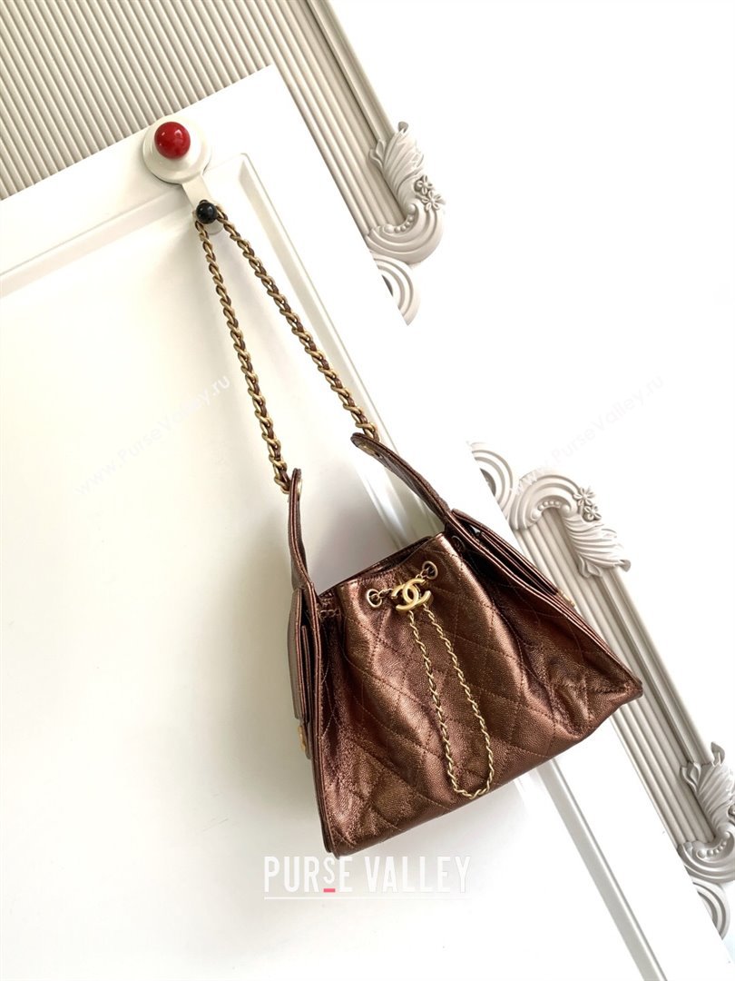 Chanel 25 Small Handbag in Grained Calfskin AS5293 Dark Gold 2025 0811 (yezi-2508110073)