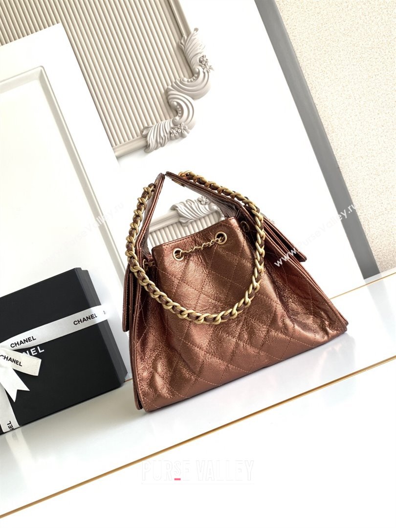 Chanel 25 Small Handbag in Grained Calfskin AS5293 Dark Gold 2025 0811 (yezi-2508110073)