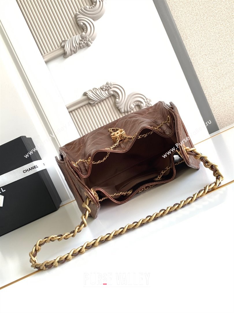 Chanel 25 Small Handbag in Grained Calfskin AS5293 Dark Gold 2025 0811 (yezi-2508110073)