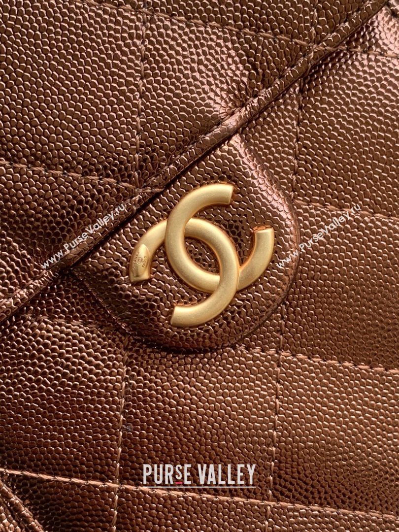 Chanel 25 Small Handbag in Grained Calfskin AS5293 Dark Gold 2025 0811 (yezi-2508110073)