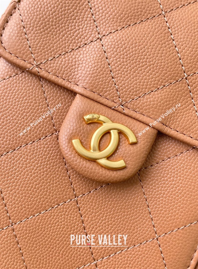 Chanel 25 Small Handbag in Grained Calfskin AS5293 Light Brown 2025 0811 (yezi-2508110067)
