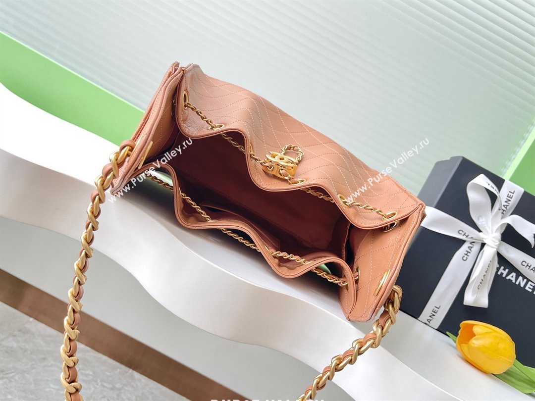 Chanel 25 Small Handbag in Grained Calfskin AS5293 Light Brown 2025 0811 (yezi-2508110067)