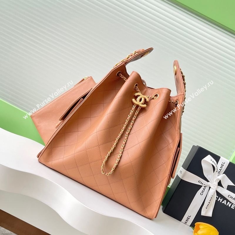 Chanel 25 Grained Calfskin Medium Handbag AS5311 Light Brown 2025 0811 (yezi-2508110066)
