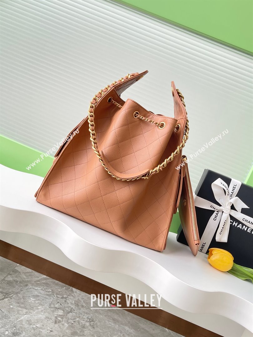 Chanel 25 Grained Calfskin Medium Handbag AS5311 Light Brown 2025 0811 (yezi-2508110066)