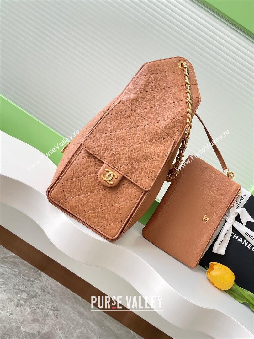 Chanel 25 Grained Calfskin Medium Handbag AS5311 Light Brown 2025 0811 (yezi-2508110066)