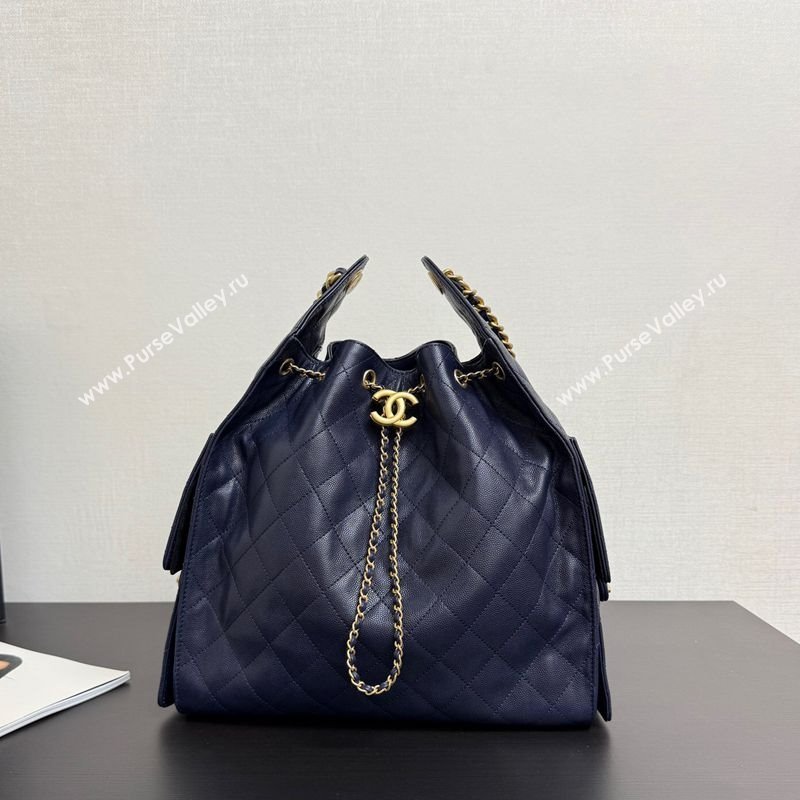 Chanel 25 Grained Calfskin Medium Handbag AS5311 Navy Blue 2025 0811 (yezi-2508110064)