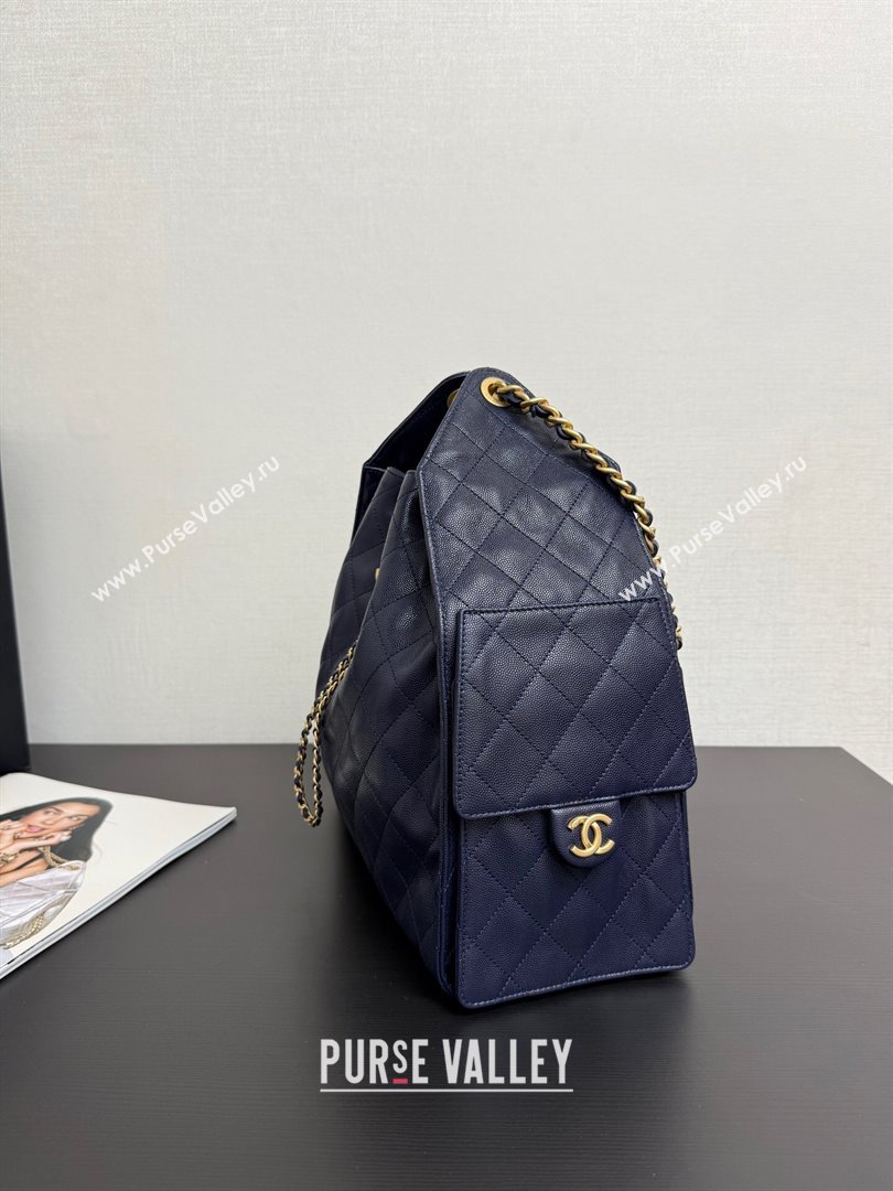Chanel 25 Grained Calfskin Medium Handbag AS5311 Navy Blue 2025 0811 (yezi-2508110064)