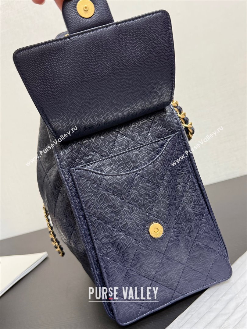 Chanel 25 Grained Calfskin Medium Handbag AS5311 Navy Blue 2025 0811 (yezi-2508110064)