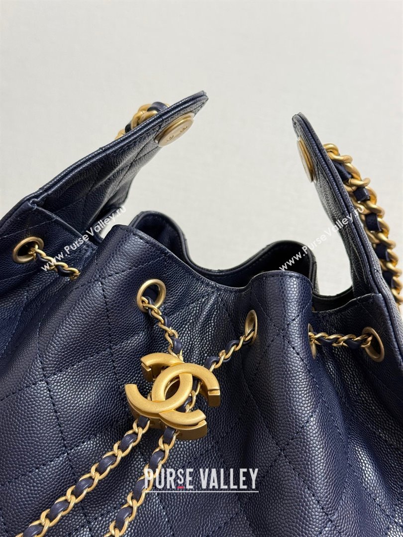 Chanel 25 Grained Calfskin Medium Handbag AS5311 Navy Blue 2025 0811 (yezi-2508110064)