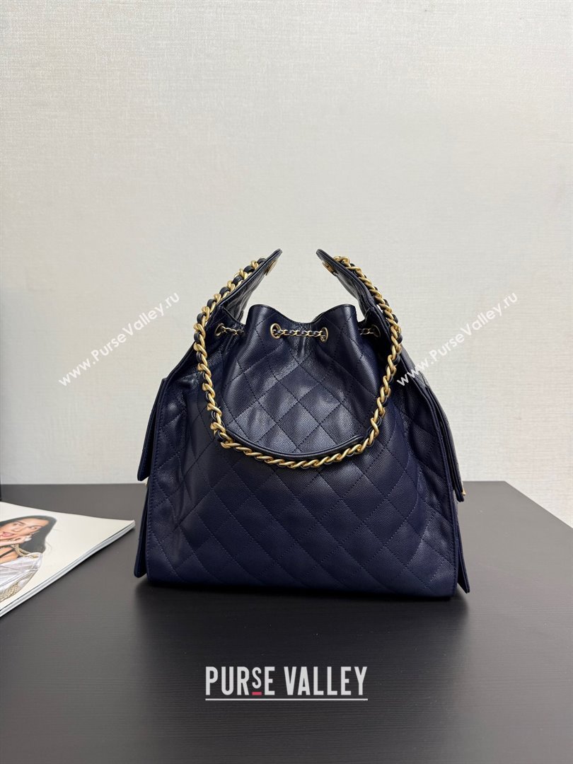 Chanel 25 Grained Calfskin Medium Handbag AS5311 Navy Blue 2025 0811 (yezi-2508110064)