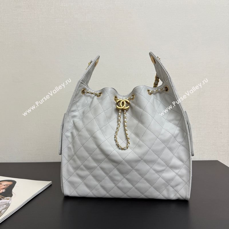 Chanel 25 Grained Calfskin Medium Handbag AS5311 Light Grey 2025 0811 (yezi-2508110063)