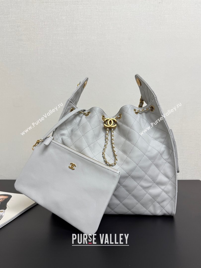 Chanel 25 Grained Calfskin Medium Handbag AS5311 Light Grey 2025 0811 (yezi-2508110063)