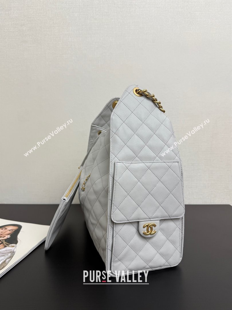 Chanel 25 Grained Calfskin Medium Handbag AS5311 Light Grey 2025 0811 (yezi-2508110063)