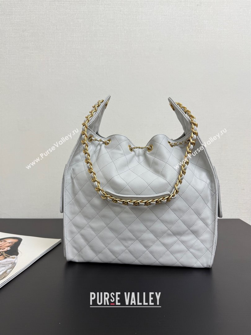 Chanel 25 Grained Calfskin Medium Handbag AS5311 Light Grey 2025 0811 (yezi-2508110063)
