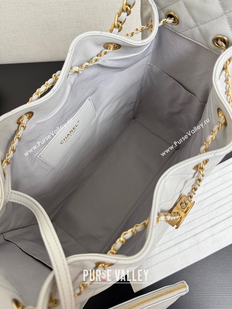 Chanel 25 Grained Calfskin Medium Handbag AS5311 Light Grey 2025 0811 (yezi-2508110063)