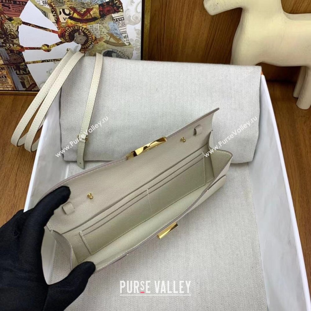 Hermes CHAINE DANCRE To Go Wallet in Original Epsom Leather Milk Shake White/Gold 2024(Full Handmade) (XYA-24121914)