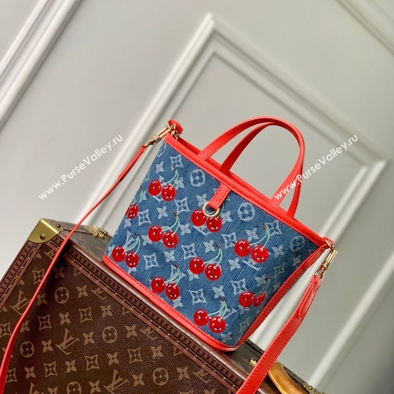 Louis Vuitton LV x TM Neverfull Inside Out BB Tote Bag in Blue Cherry Monogram Denim 2025 M14997 (KI-250702014)
