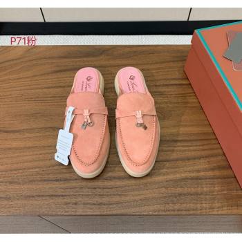 Loro Piana Suede Flat Mules P71Pink 2024 0812 (MD-240812065)