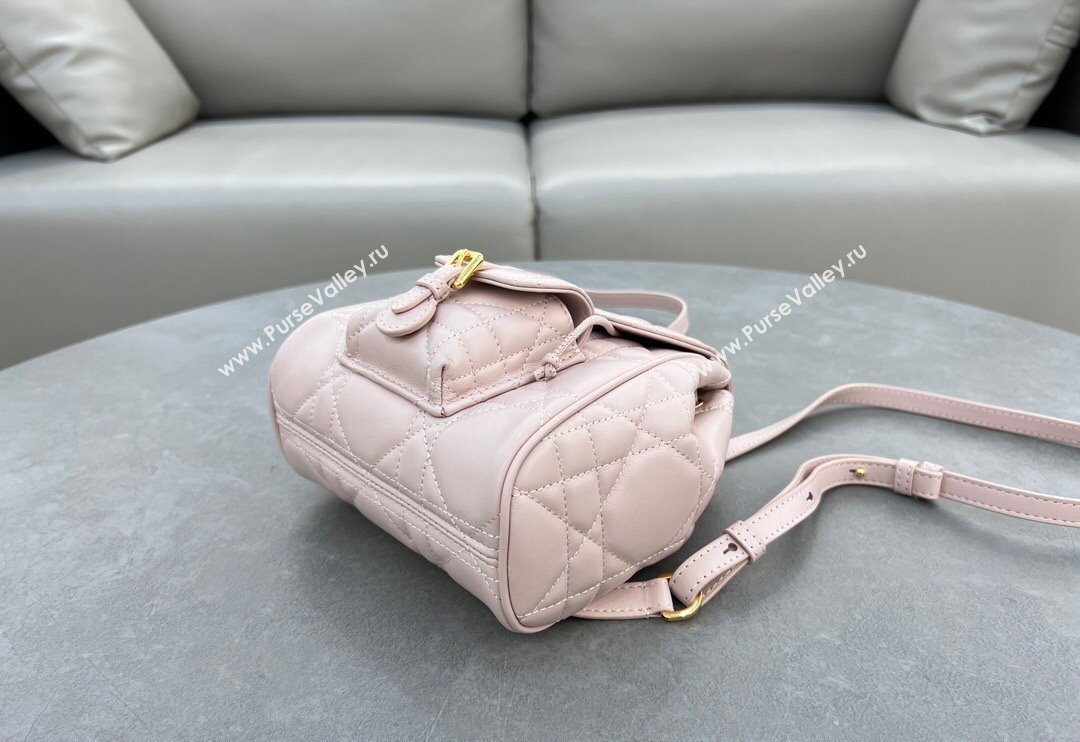 Dior Small Dior Caro Backpack Bag in Macrocannage Lambskin Light Pink 2024 (XXG-241101008)