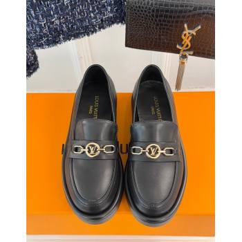 Louis Vuitton Platform Loafers in Calf Leather with LV Chain Black 2024 1224 (MD-241224077)