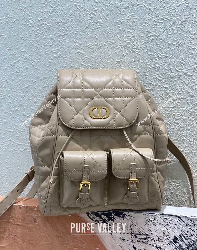 Dior Medium Dior Caro Backpack Bag in Macrocannage Lambskin Biscuit Beige 2024 (XXG-241101016)