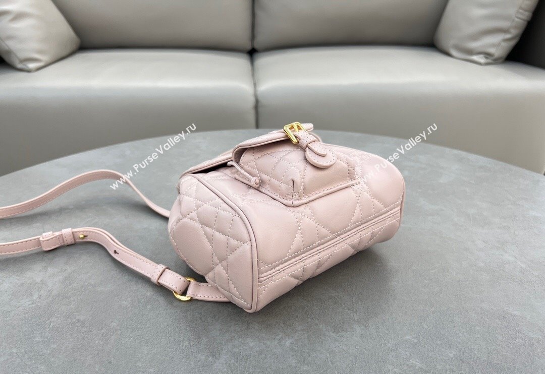 Dior Small Dior Caro Backpack Bag in Macrocannage Lambskin Light Pink 2024 (XXG-241101008)