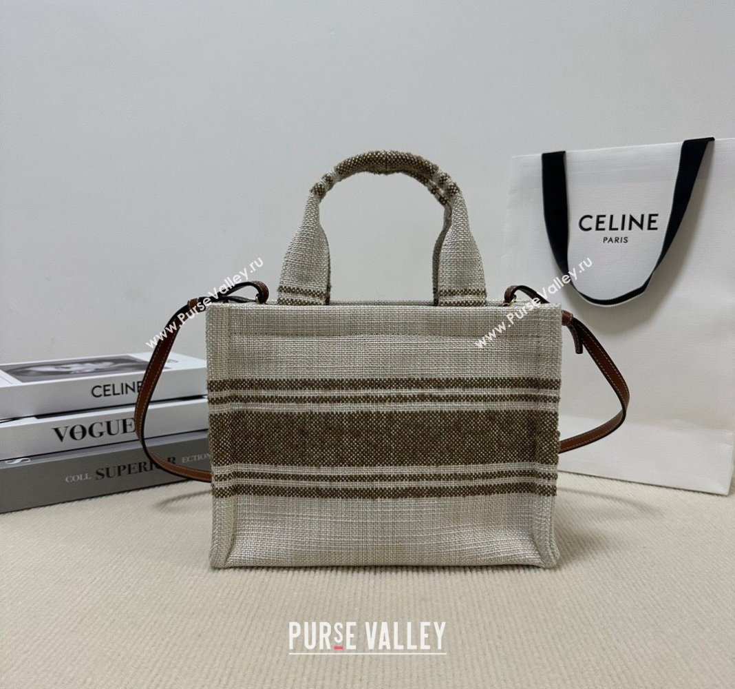 Celine Small Cabas Thais Tote Bag in Textile Khaki Green 199162 2024 (BL-240716029)