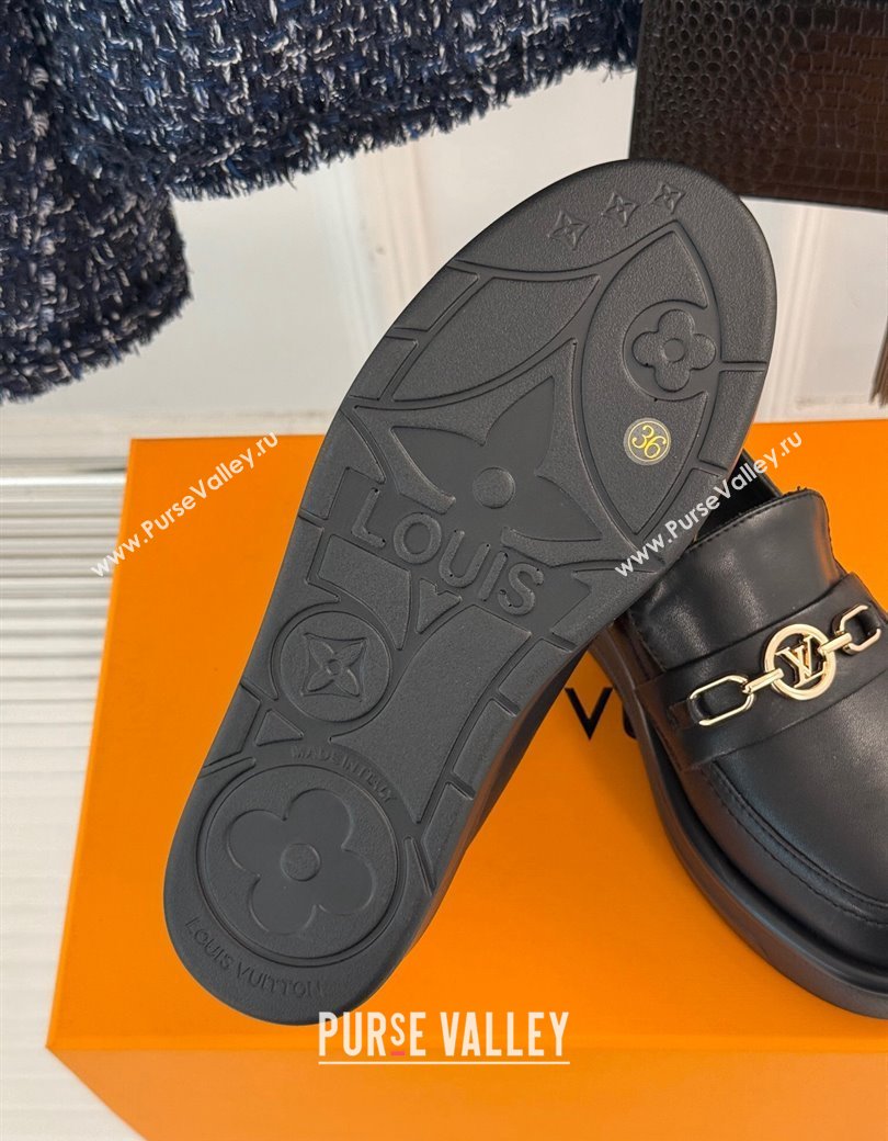 Louis Vuitton Platform Loafers in Calf Leather with LV Chain Black 2024 1224 (MD-241224077)