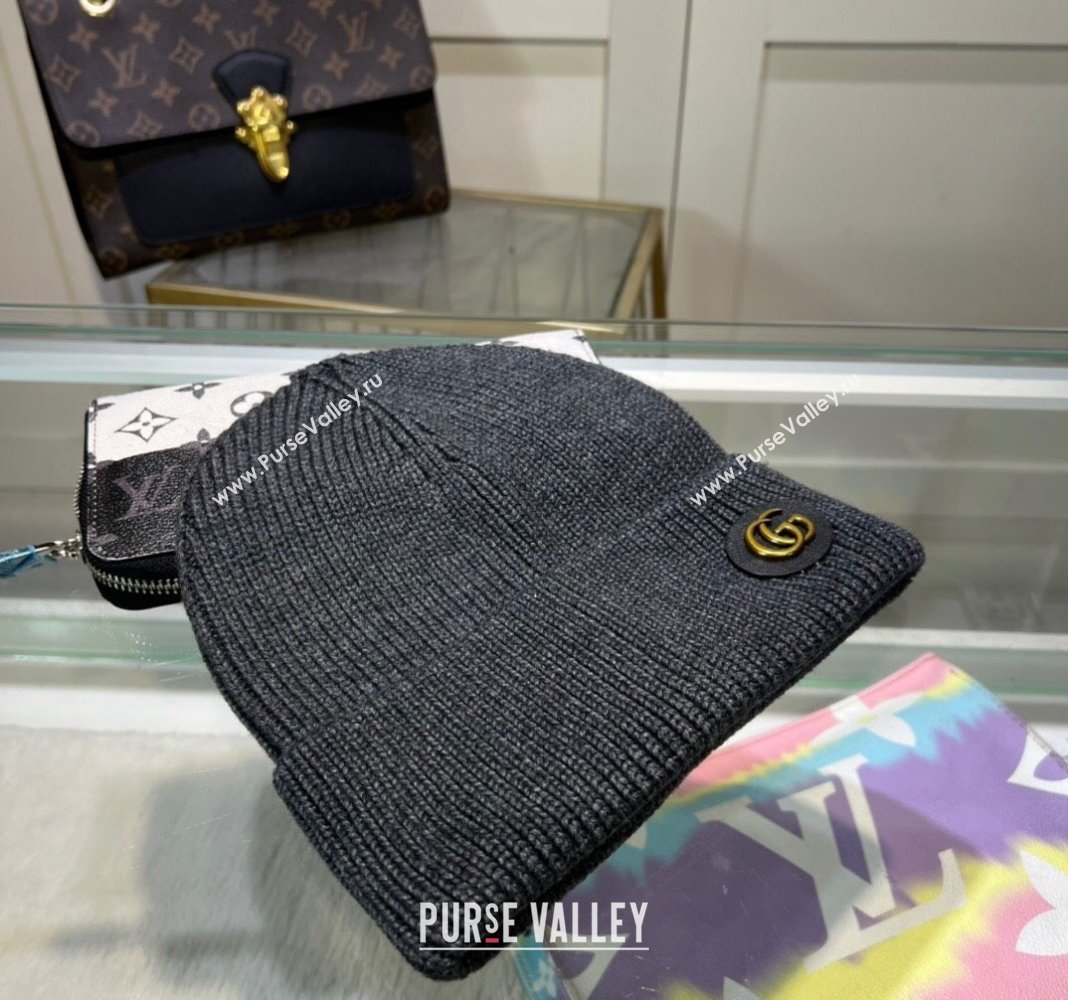 Gucci Knit Hat with GG Patch Grey 2024 1019027 (A-241019088)