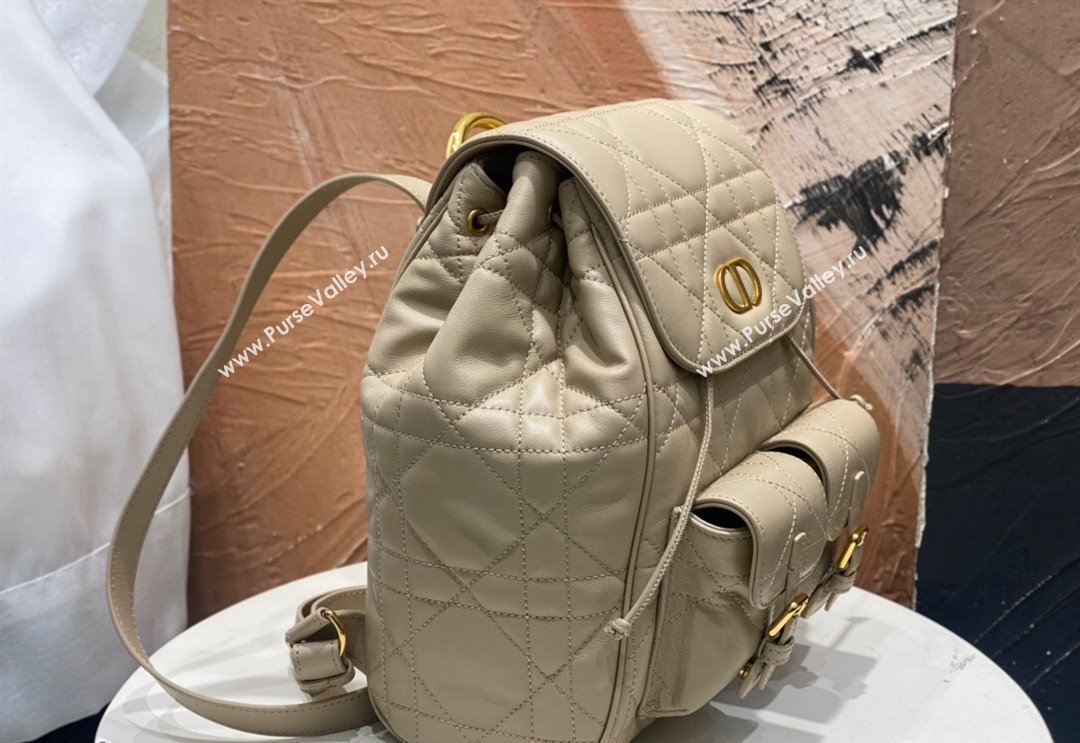 Dior Medium Dior Caro Backpack Bag in Macrocannage Lambskin Biscuit Beige 2024 (XXG-241101016)