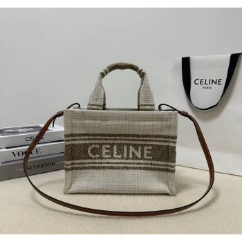 Celine Small Cabas Thais Tote Bag in Textile Khaki Green 199162 2024 (BL-240716029)