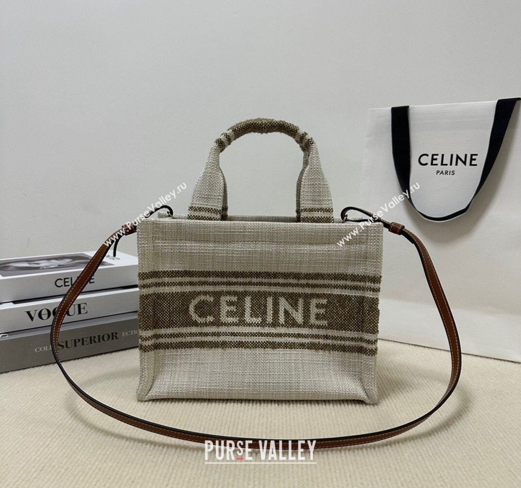 Celine Small Cabas Thais Tote Bag in Textile Khaki Green 199162 2024 (BL-240716029)