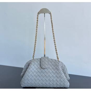 Bottega Veneta Lauren 1980 Clutch bag With Chain in Intrecciato Leather Grey 2024 785807 (WT-241217023)