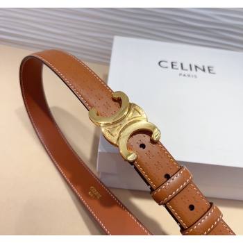 Celine Triomphe Embossed Leather Belt 2.5cm Brown 2024 070805 (99-240708122)