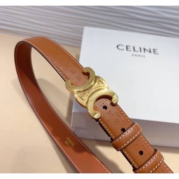 Celine Triomphe Embossed Leather Belt 2.5cm Brown 2024 070805 (99-240708122)