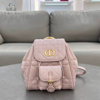 Dior Small Dior Caro Backpack Bag in Macrocannage Lambskin Light Pink 2024 (XXG-241101008)