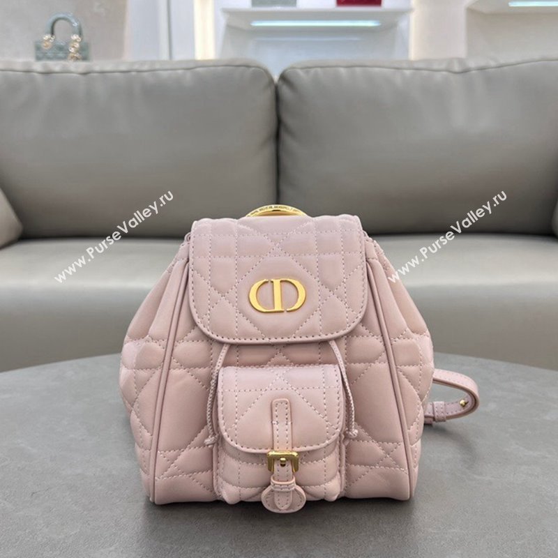 Dior Small Dior Caro Backpack Bag in Macrocannage Lambskin Light Pink 2024 (XXG-241101008)