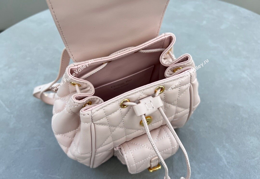 Dior Small Dior Caro Backpack Bag in Macrocannage Lambskin Light Pink 2024 (XXG-241101008)